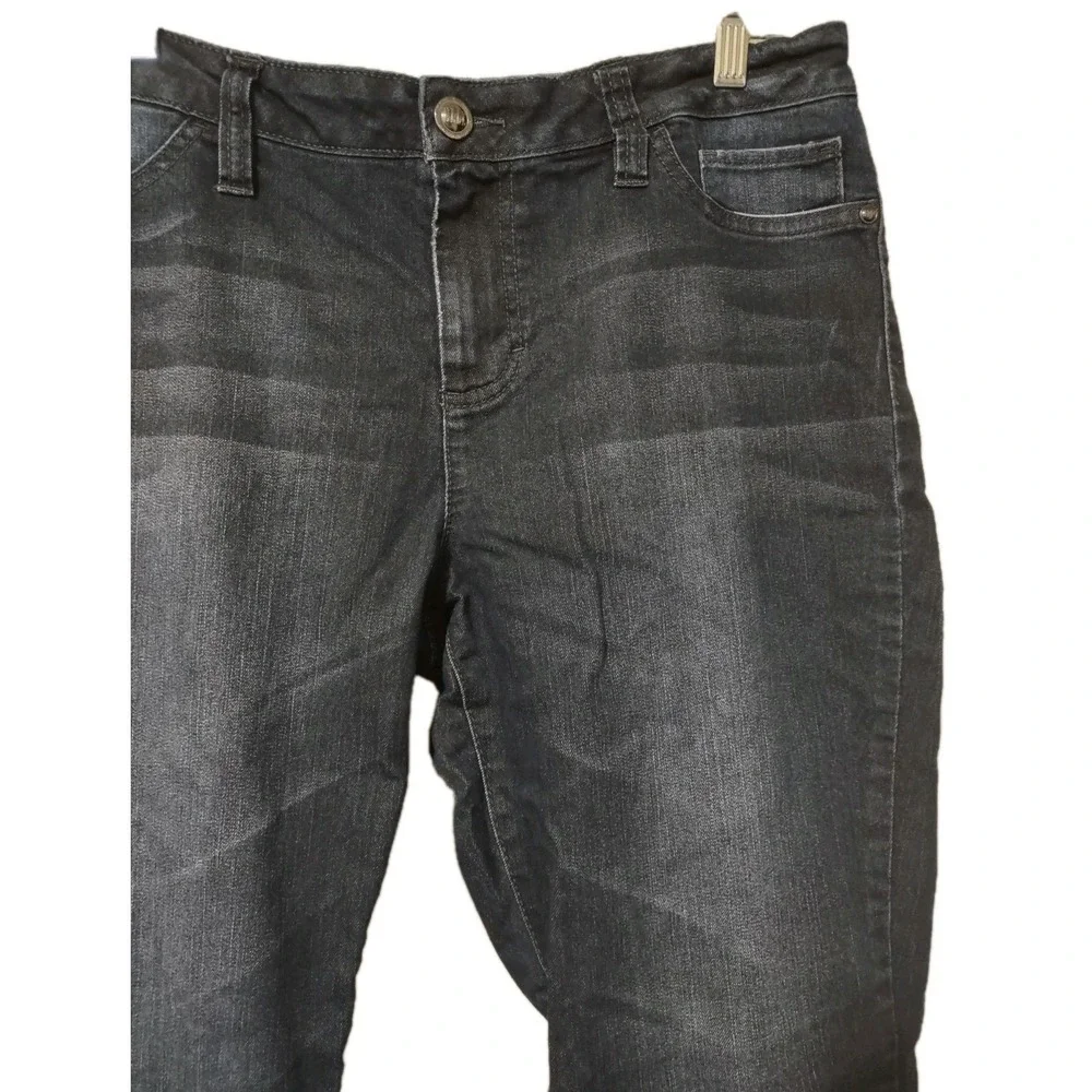 ELLE Jeans Women's 16R Stretch Tapered Leg Blue Denim Pants‎  Whiskering Pockets